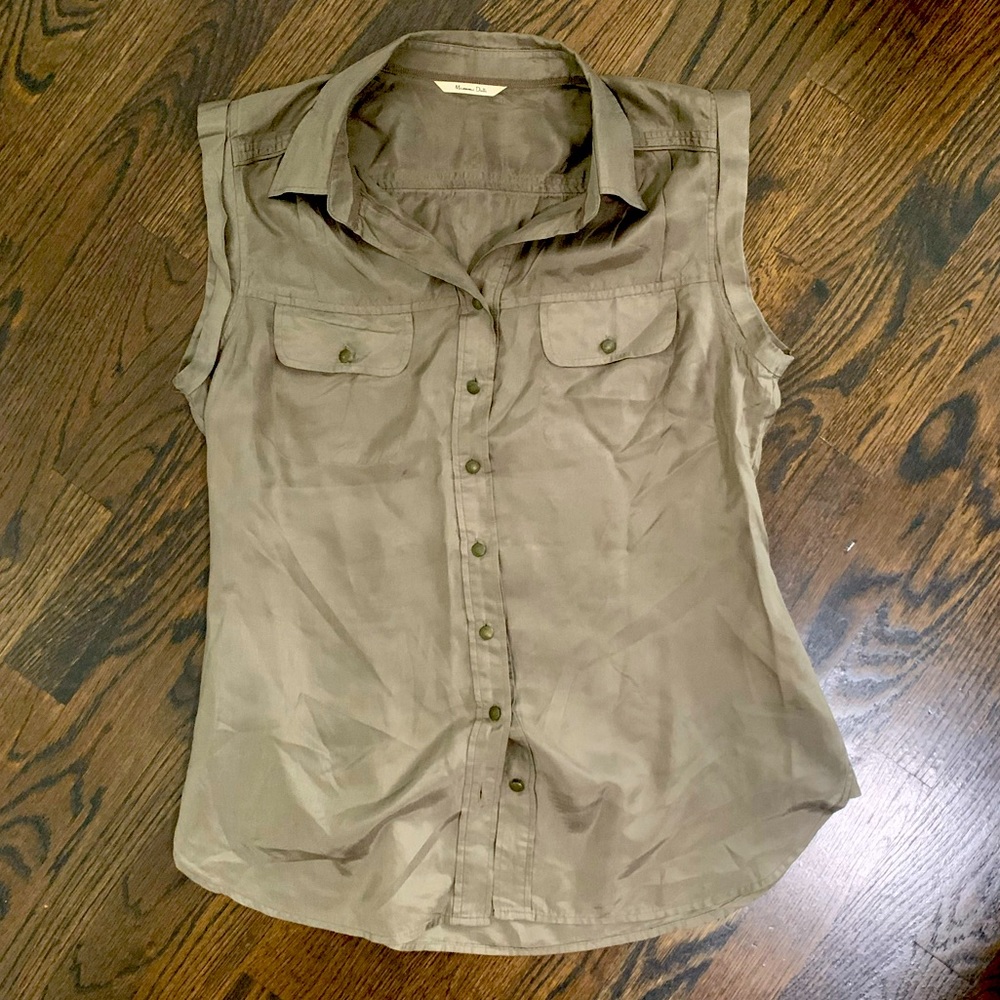 Safari 100% Silk Massimo Dutti Sleeveless Blouse sz 40
